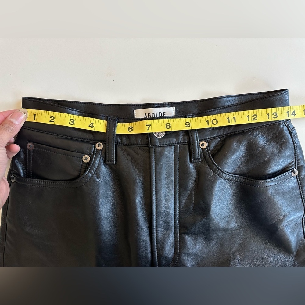 AGOLDE RECYCLED BLACK LEATHER MID RISE RELAXED BOOT PANTS SIZE 26 - Picture 7 of 9